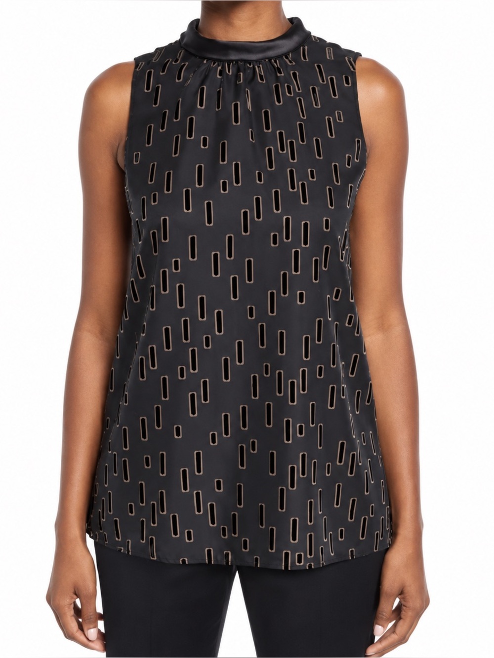 Lafayette 148 Didi Art Deco Geometric Sleeveless Blouse S